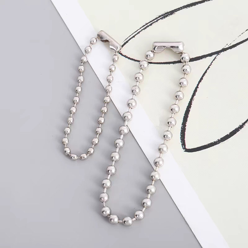 包邮不锈钢珠链2.4mm珠子银色波珠链吊牌链商标链钥匙扣链DIY链条