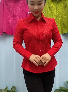 秋季新款时尚长袖翻领衬衫薄款显瘦女修身气质短款小衫洋气上衣