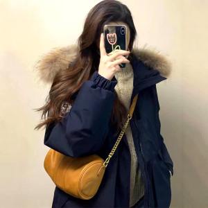 工装派克服女连帽小个子韩版棉袄新款羽绒棉服宽松棉衣大毛领外套