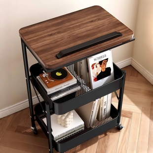 中古折叠小推车落地分层置物架卧室床头柜客厅边几桌零食收纳架子