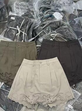 欧洲站2026夏季新款品质镂空高腰短裤女百搭显瘦气质A字裙裤