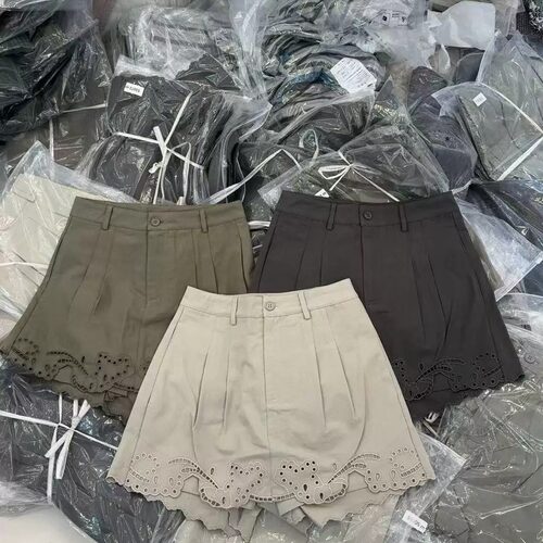 欧洲站2026夏季新款品质镂空高腰短裤女百搭显瘦气质A字裙裤