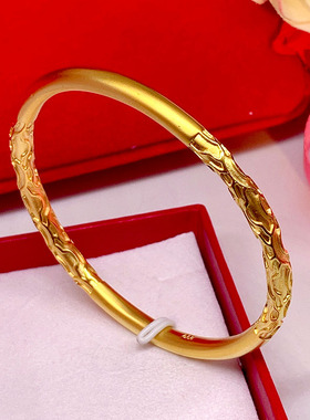 新古法祥云男女黄铜镀金手镯手环