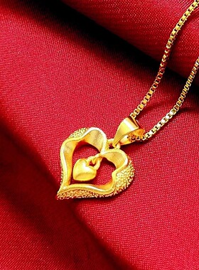 沙金项链女款仿黄金色宝石吊坠女