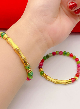 新款黄金色多圈手串水晶弯管