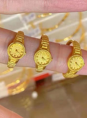 铜镀金情人节520时钟表盘戒指