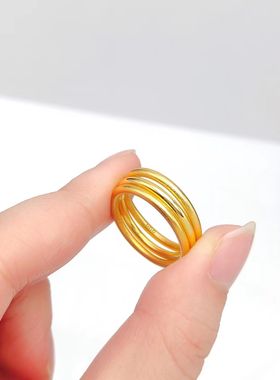 沙金古法素圈戒指女磨砂