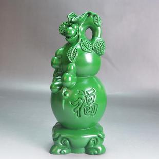 饰工艺品 绿色实木雕刻葫芦摆件复古怀旧大号多子多福禄红木家居装