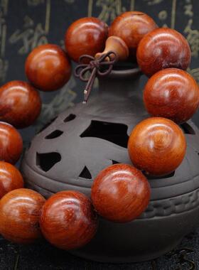 铁木豆小叶红檀木佛珠手串男女情侣款文玩红色本命年手链饰品念珠