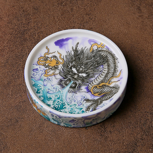 家用陶瓷杯垫茶托杯托隔热垫龙纹防滑防烫茶垫子盖置茶道茶具配件