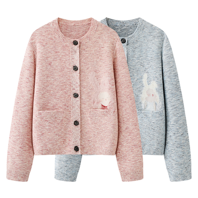 甜美风卡通兔子开衫针织衫女