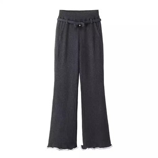 CHAONING清仓2025冬季新款显瘦垂感针织休闲松弛感高腰抽绳微喇裤