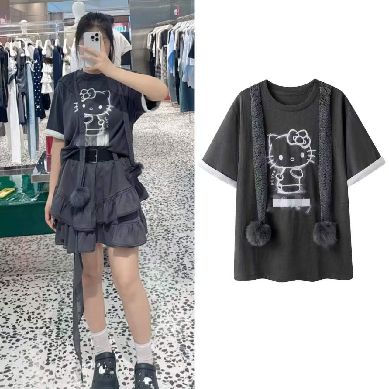 可爱风卡通印花短袖T恤女