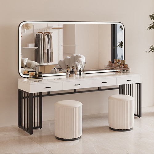 影楼梳妆台带灯镜子一体彩妆婚纱店专业化妆师化妆桌美容院化妆台