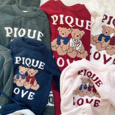 情侣半边绒加厚可外穿亲子睡衣