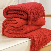 红色新年红毛毯喜庆节日圣诞休闲毯客厅沙发装 饰盖毯柔软午休毯子