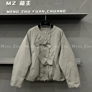 高端欧货冬季新款高级感巨好看的90白鸭绒蝴蝶结夹克外套羽绒服女