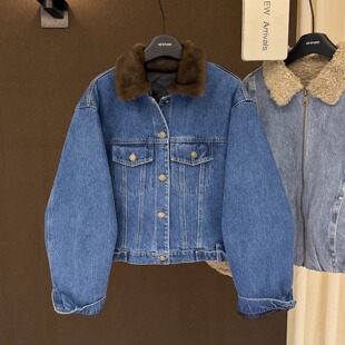 高端欧货冬季新款高级感巨好看的90白鸭绒夹克外套牛仔衣羽绒服女