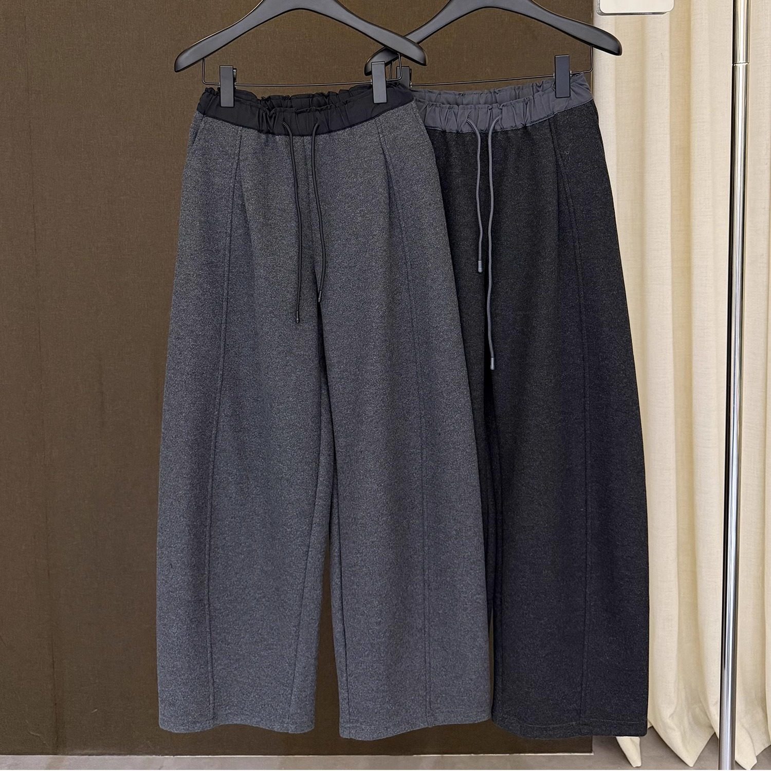 高端欧货冬季新款松紧高腰绑带拼接休闲阔腿直筒裤女磨毛加绒卫裤,女装/女士精品,休闲裤,淘宝优惠券,粉丝福利购,淘宝优惠卷