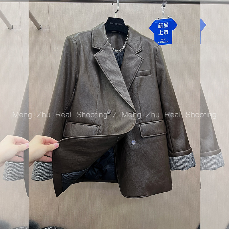 高端现货2024冬季新款垫肩新国标90白鸭绒西装外套蛋白皮羽绒服女,女装/女士精品,羽绒服,淘宝优惠券,粉丝福利购,淘宝优惠卷