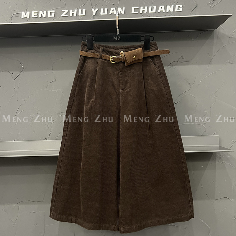 高端欧货新款高级感巨好看的休闲高腰阔腿直筒裤女秋灯芯绒八分裤,女装/女士精品,休闲裤,淘宝优惠券,粉丝福利购,淘宝优惠卷