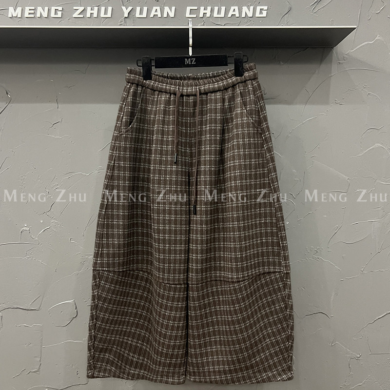 高端欧货冬季新款高级感巨好看的裤子休闲阔腿气球裤女加绒格子裤,女装/女士精品,休闲裤,淘宝优惠券,粉丝福利购,淘宝优惠卷