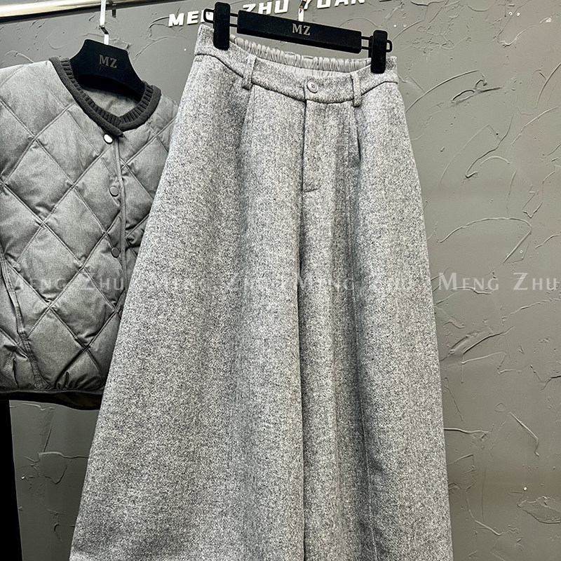 高端欧货冬季新款高级感巨好看的裤子半松紧高腰休闲阔腿直筒裤女,女装/女士精品,休闲裤,淘宝优惠券,粉丝福利购,淘宝优惠卷