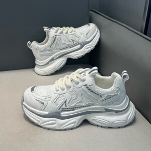 老爹鞋2026春夏新款网面透气拼色男鞋厚底增高百搭时尚运动休闲鞋