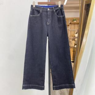 迷你松紧腰黑金蓝弹力加绒包跨显瘦直筒裤十分裤5723