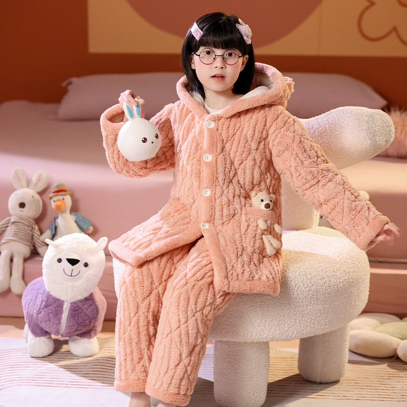 珊瑚绒秋冬季秋冬儿童家居服睡衣