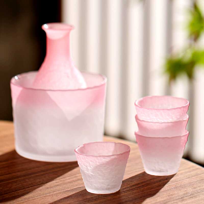 创意妃粉玻璃清酒酒具