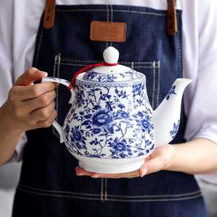帶過(guò)濾 國(guó)風(fēng)復(fù)古青花瓷茶壺陶瓷大容量家用單個(gè)泡茶器功夫茶具套裝