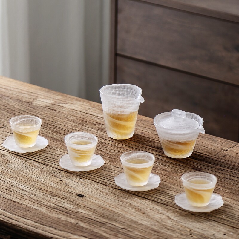 玻璃茶具套装家用灰色简约茶盘轻奢功夫茶杯泡茶壶小型办公室喝茶