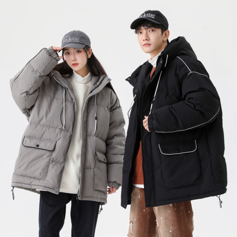 90%标羽绒服男连帽美式高街2024冬新潮流宽松情侣大码YR60P298，男装羽绒服，电商A222A