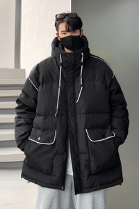 2024秋冬新高品质90%标连帽羽绒服男潮流宽松情侣大码YR39P298图片