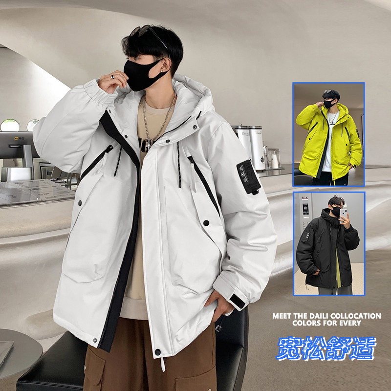 90%标连帽羽绒服男2024秋冬新潮流宽松冲锋衣情侣大码YR37P298图片