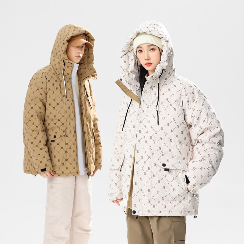 潮流高品90%标羽绒服女连帽2024冬新宽松情侣大码YR55P298，女装羽绒服，电商A222A