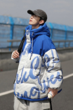 2024冬90%标白鸭绒连帽羽绒服男拼接宽松休闲情侣大码YR02P298，男装羽绒服，电商A222A