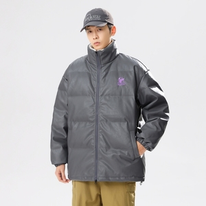 90%标羽绒服男皮衣加绒美式休闲宽松2024冬季情侣大码YR85P298图片