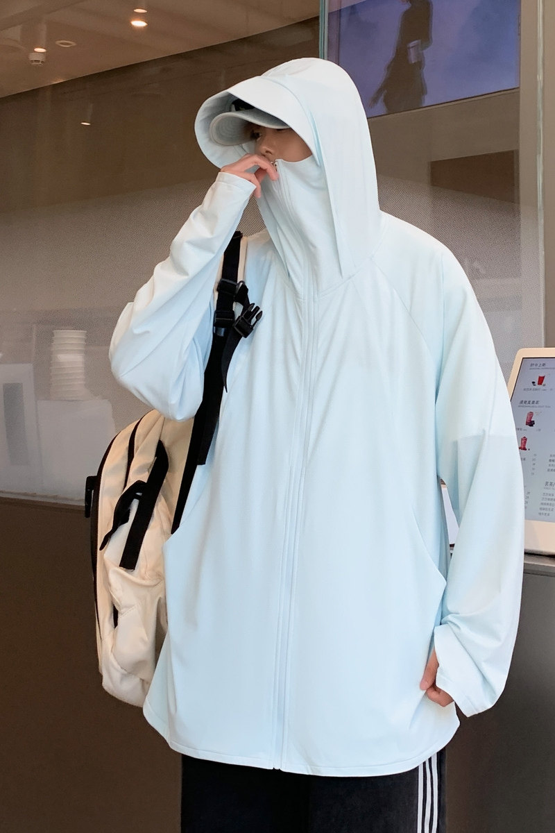 手套袖速干美式休闲2024夏新宽松潮连帽防晒衣男夹克外套Y419P55,男装夹克,电商A222A