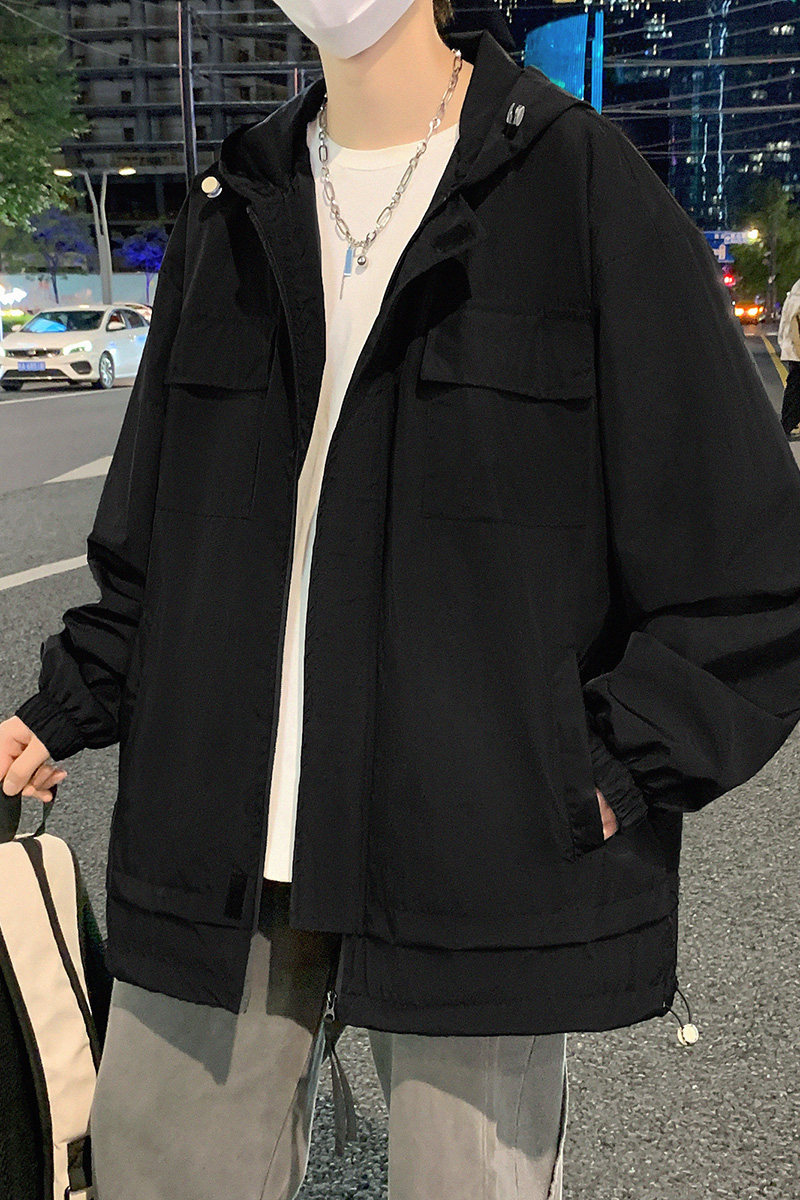 ins港风2024春季新宽松连帽高街美式夹克男冲锋衣外套Y401P88,男装夹克,电商A222A