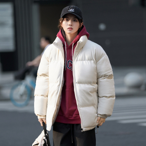 美式休闲高品质灯芯绒纯色面包服宽松棉衣女棉服情侣大码Y393P88图片