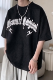 发泡ins港风2024夏新宽松休闲潮流短袖T恤男情侣大码Y238P38，男装T恤，电商A222A