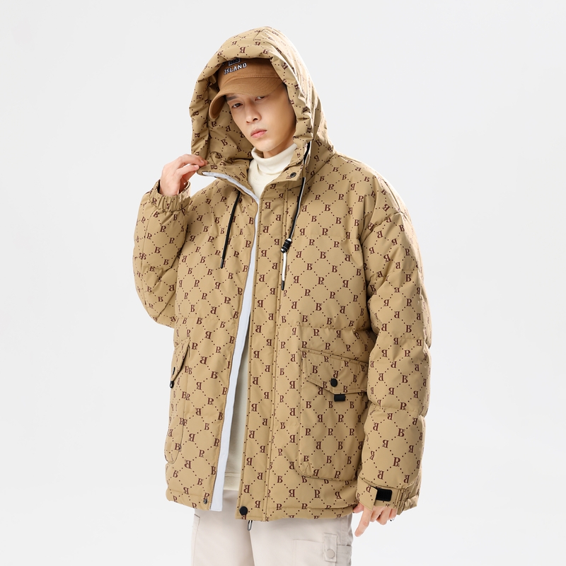 90%标羽绒服男连帽宽松2024冬季美式高街情侣大码YR76P298，男装羽绒服，电商A222A