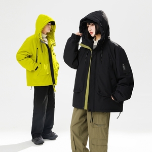 美式高街情侣冲锋衣90%标羽绒服男连帽2024冬季潮宽松YR59P298图片