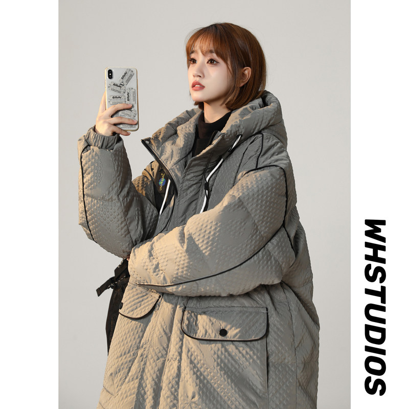 直播高品质2024冬宽松90%标潮流羽绒服女连帽大码情侣YR11P298，女装羽绒服，电商A222A