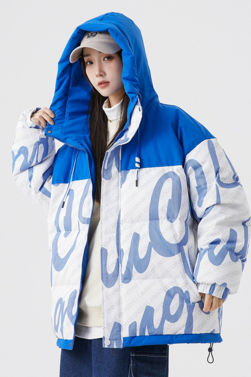 2024冬90%标羽绒服女连帽美式高街潮拼接宽松情侣大码YR72P298,女装羽绒服,电商A222A
