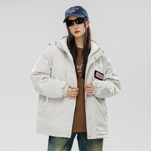 美式休闲2024秋冬高品质工装潮流棉衣女连帽棉服宽松情侣Y391P138图片