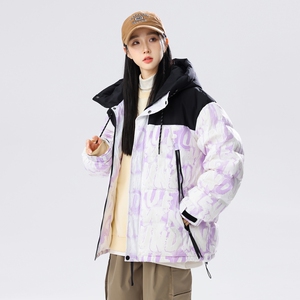 90%标羽绒服女宽松美式休闲2024冬季潮流拼接情侣大码YR73P325图片