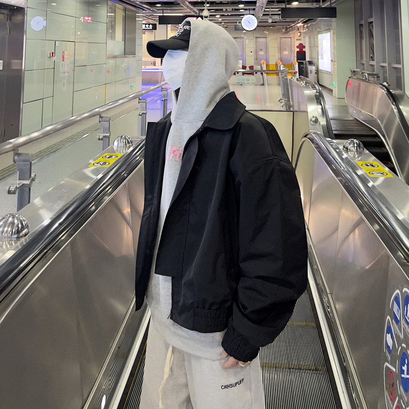 oversize美式高街2024秋冬新宽松潮流纯色夹克男外套Y322P65,男装夹克,电商A222A